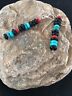Navajo Sterling Silver Turquoise Onyx Coral Earrings | Southwestern Native American | 8334