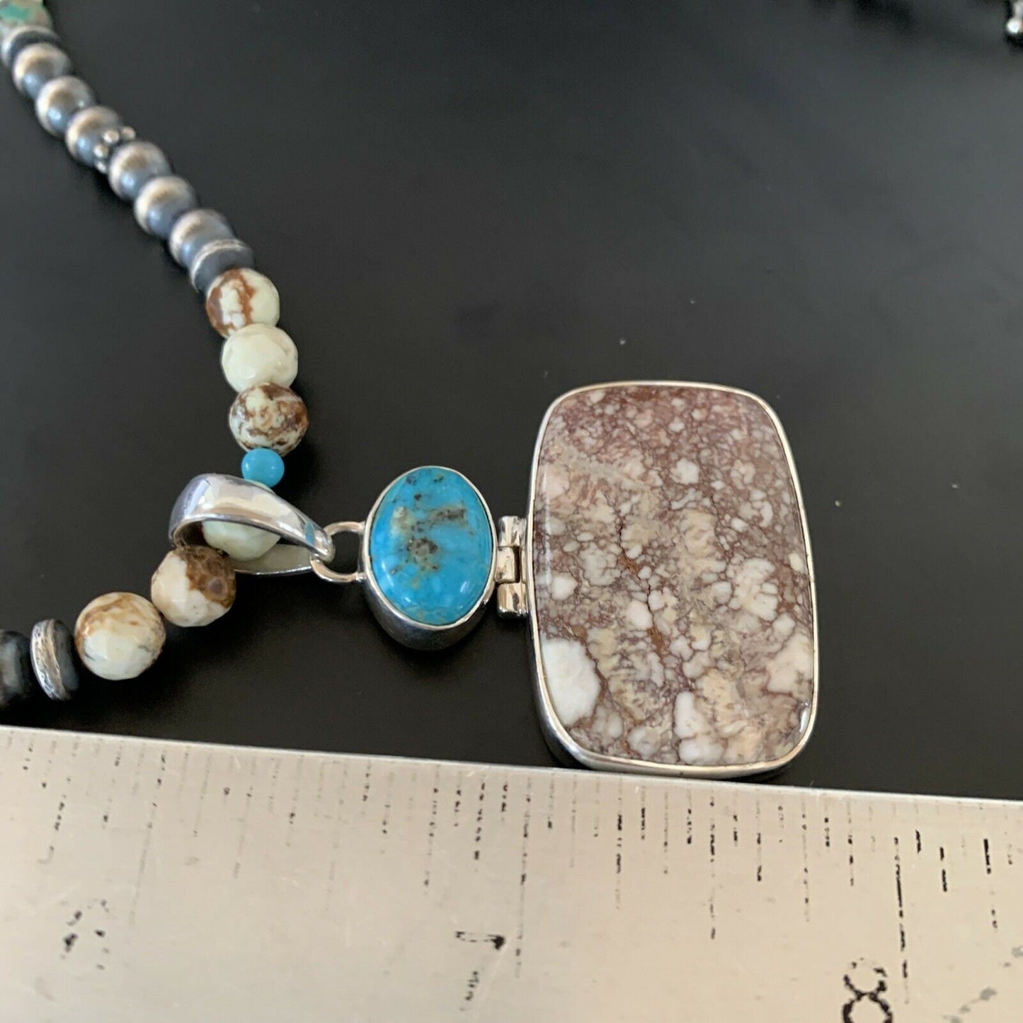 Navajo Multi-Stone Wild Horse Turquoise Necklace Pendant | Sterling Silver | Authentic Native American Handmade | 11375