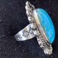 Navajo Blue Kingman Turquoise Ring | Sterling Silver | Sz 9.5 | Authentic Native American Handmade | 01644