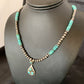 Navajo Men's Navajo Pearls Necklace | Authentic Native American Sterling Silver | Blue Kingman Turquoise Pendant | Multi-Stone | 12475