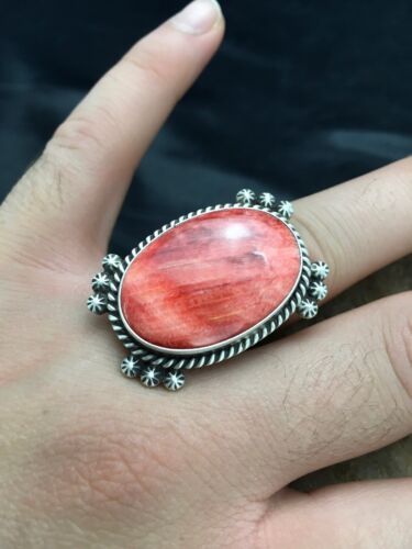 Navajo Spiny Oyster Ring | Sterling Silver | Sz 10.75 | Authentic Native American Handmade | 3050