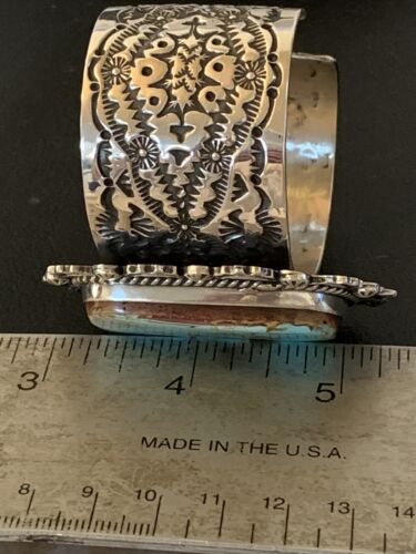 Native American Men's Navajo Royston Turquoise Cuff Bracelet | Sterling Silver | 1414
