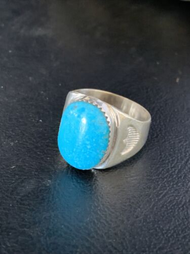Navajo Blue Kingman Turquoise Ring | Sterling Silver | Sz 11 | Authentic Native American Handmade | 14144