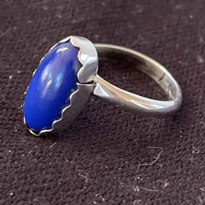Native American Navajo Navy Blue Lapis Ring | Sterling Silver | Sz 6 | 1128