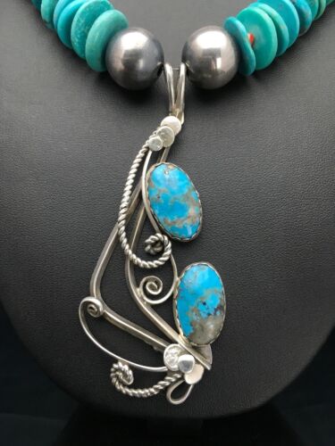 Navajo Spiny Oyster Turquoise Pendant Necklace | Sterling Silver | 22" | Authentic Native American Handmade | 2659