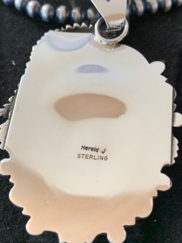 White Buffalo Turquoise Pendant Necklace | Navajo Sterling Silver | Authentic Native American Handmade | 4240