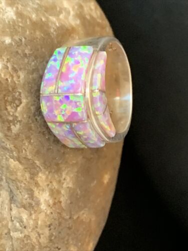 Navajo Pink Opal Inlay Band Ring | Sz 6.5 | Authentic Native American Handmade | 14161