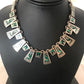 Navajo Old Pawn Sterling Silver Necklace Bracelet Set | Chip Inlay Turquoise | Authentic Native American Jewelry | 11857