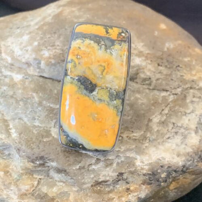 Southwestern Navajo Yellow Bumble Bee Jasper Ring | Sterling Silver | Sz 7 | 11547