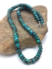 Southwestern Turquoise Heishi Bead Necklace | 9mm | 20" | Sterling Silver | 3672