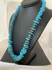Authentic Native American Navajo Pearl Sterling Silver Shell Turquoise Nugget Necklace | 24" | 00817