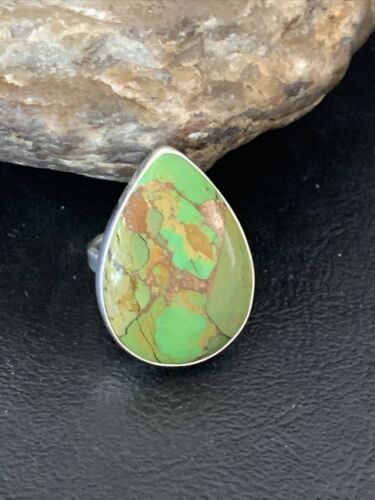 Navajo Green Mojave Turquoise Ring | Sterling Silver | Sz 8 | Authentic Native American Handmade | 11788