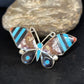 Zuni Butterfly Inlay Ring | Coral Turquoise Onyx Mother of Pearl | Sz 7 | Sterling Silver | 14439