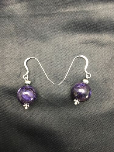 Southwestern Denim Lapis Bead Earrings | Sterling Silver | 1" | 2804