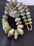 Navajo Pearl Sterling Silver Graduated Natural Green Turquoise Necklace | Authentic Native American | 23" | 00729