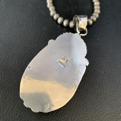 Men's Women's White Buffalo Turquoise Pendant Necklace | Sterling Silver | Authentic Native American Handmade | 14195