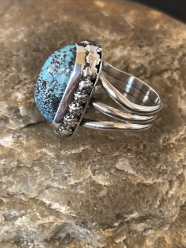 Navajo Blue Spiderweb Turquoise Ring | Sterling Silver | Sz 6 | Authentic Native American Handmade | 10304