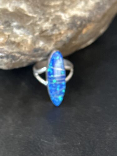 Navajo Blue Opal Inlay Band Ring | Sz 6 | Authentic Native American Handmade | 14702