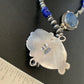 Navajo Pearls Necklace with 3 Stone Blue Denim Lapis Pendant | Sterling Silver | Native American Handmade | 10822