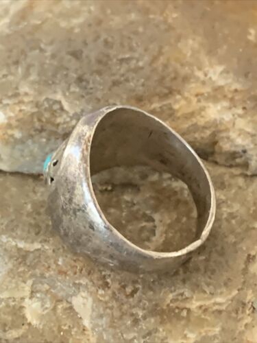 Native American Old Pawn Navajo Bear Paw Blue Turquoise Ring | Sterling Silver | Sz 6 | 2171