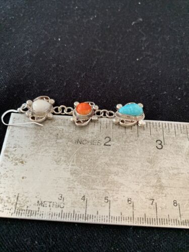 Navajo Spiny, Turquoise & Howlite Dangle Earrings | Sterling Silver | Authentic Native American Handmade | 1574