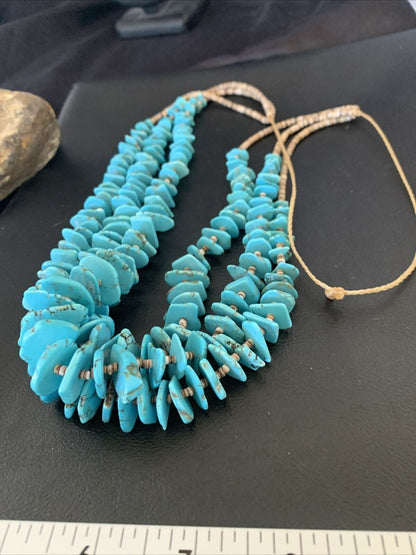 Native American Santo Domingo Shell Chip Turquoise Necklace | 32" | Authentic Handmade | 11995