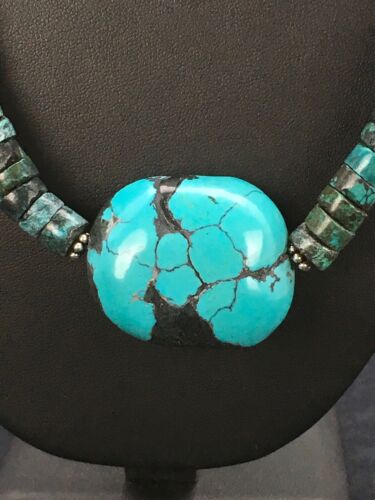 Navajo Turquoise Heishi Chunky Necklace | Sterling Silver | 20" | Authentic Native American Handmade | 2959