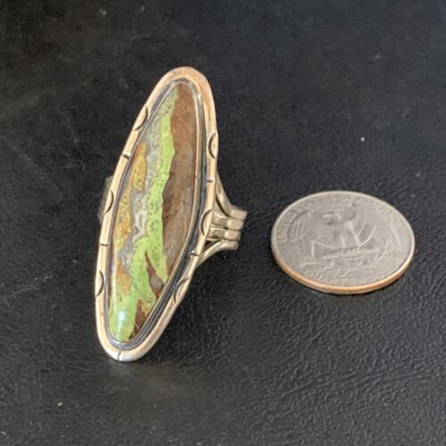 Navajo Green Gaspeite Ring | Sterling Silver | Sz 11 | Authentic Native American Handmade | 13859