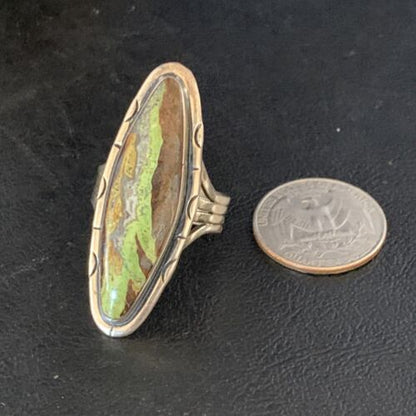 Navajo Green Gaspeite Ring | Sterling Silver | Sz 11 | Authentic Native American Handmade | 13859