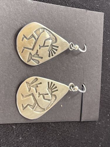 Handmade Sterling Silver Kokopelli Dangle Earrings | Authentic Native American Hopi Design | 01502 - Masha USA
