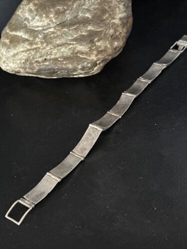 Native American Women's Green Gaspeite Inlay Link Bracelet | Sterling Silver | 7.5" | 14270