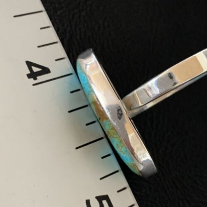 Navajo Blue Kingman Turquoise Ring | Sterling Silver | Sz 8 | Authentic Native American Handmade | 12795