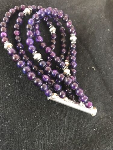 Navajo Purple Sugilite 4 Strand Bead Bracelet | Sterling Silver | Authentic Native American Handmade | 13584