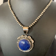 Native American Navajo Blue Lapis Pendant Necklace | Sterling Silver | Authentic Handmade | 11677