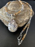 Men's Navajo Wild Horse Picture Jasper Pendant | Sterling Silver Necklace | Authentic Native American Handmade | 10332