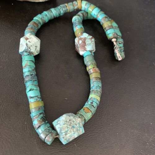 Navajo Turquoise Heishi Spiderweb Necklace | Sterling Silver | 20" | Authentic Native American Handmade | 13890