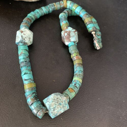 Navajo Turquoise Heishi Spiderweb Necklace | Sterling Silver | 20" | Authentic Native American Handmade | 13890