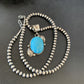 Women's Sterling Silver Blue Kingman Turquoise Necklace Pendant | Authentic Native American Handmade | 10898