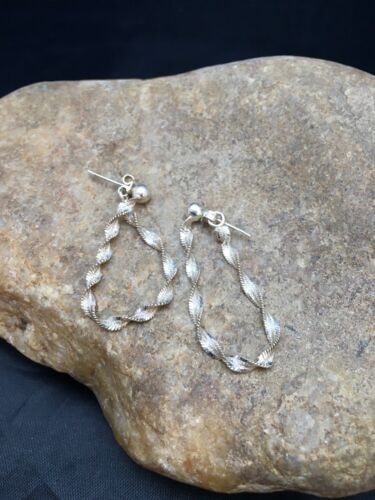 Native American Handmade Swirl Dangle Earrings | Sterling Silver | 8977