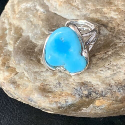 Navajo Blue Kingman Turquoise Ring | Sterling Silver | Sz 8 | Authentic Native American Handmade | 13541