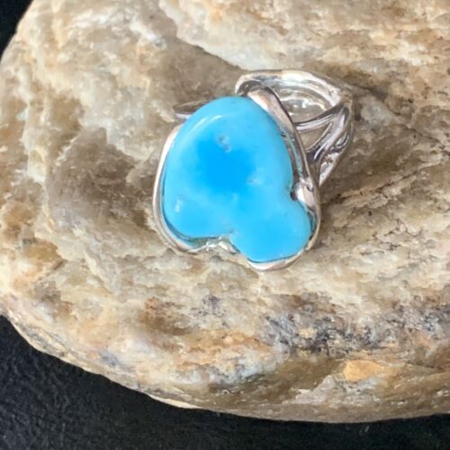 Navajo Blue Kingman Turquoise Ring | Sterling Silver | Sz 8 | Authentic Native American Handmade | 13541
