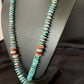 Navajo Natural Turquoise & Spiny Oyster Necklace | Sterling Silver | Authentic Native American | 32" | 13248