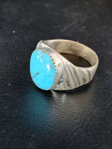 Navajo Blue Kingman Turquoise Ring | Sterling Silver | Sz 11 | Authentic Native American Handmade | 14149