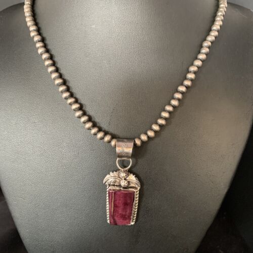 Navajo Purple Spiny Necklace Pendant | Sterling Silver | Authentic Native American Handmade | Women's | 13630