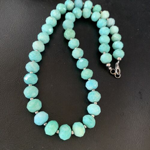 Navajo Chunky Amazonite Bead Necklace | Sterling Silver Pearls | 20" | Authentic Native American Handmade | 13410