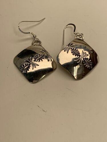 Native American Navajo Stamped Sterling Silver Earrings | Authentic Handmade | 4754