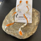 Navajo Snake Swirl Earrings | Orange Spiny Opal Inlay | Sterling Silver | 3.25" | 1548