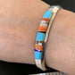 Navajo White Buffalo Turquoise Spiny Opal Inlay Bracelet | Sterling Silver | Authentic Native American Handmade | 12239