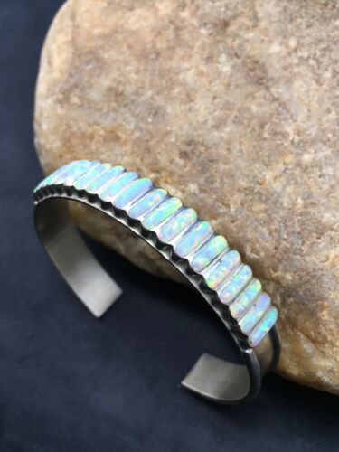 Native American Zuni Opal Bracelet | Sterling Silver | Authentic Handmade | 4393