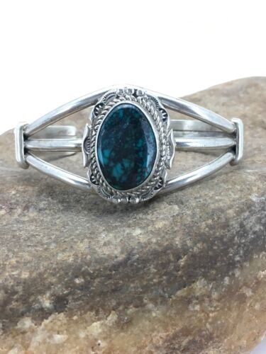 Navajo Spider Web Turquoise Bracelet | Sterling Silver | Authentic Native American Handmade | 5" | 2650